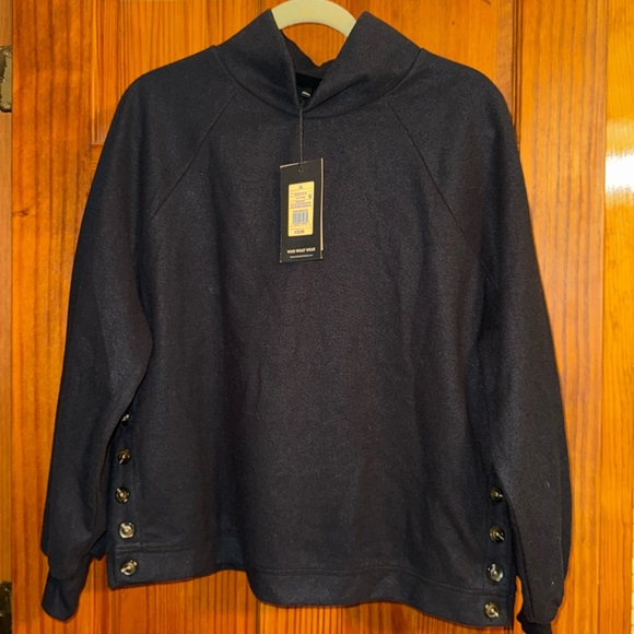 Women’s NWT Who what wear Target Top black button side raglan puff X-LARGE - Picture 2 of 4